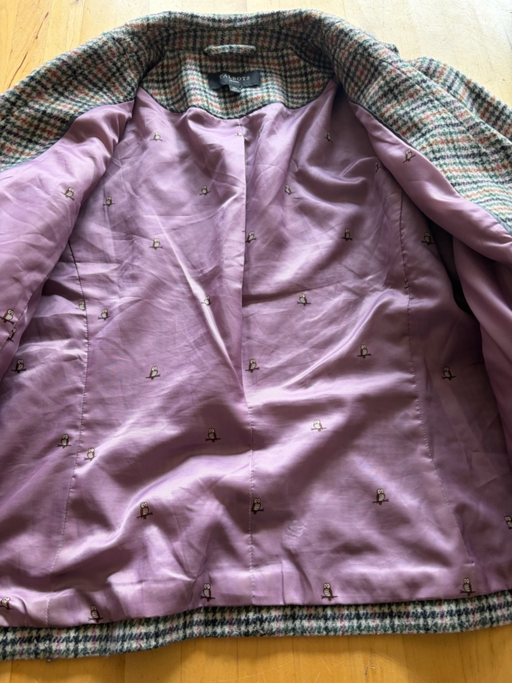 Talbots Multi-Color Plaid Wool Blend Blazer with Lilac Lining - Picture 5 of 5